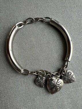 Silver-Tone Heart Charm Bracelet - Women’s Jewelry